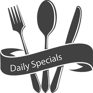 dining utensils with banner that says daily specials